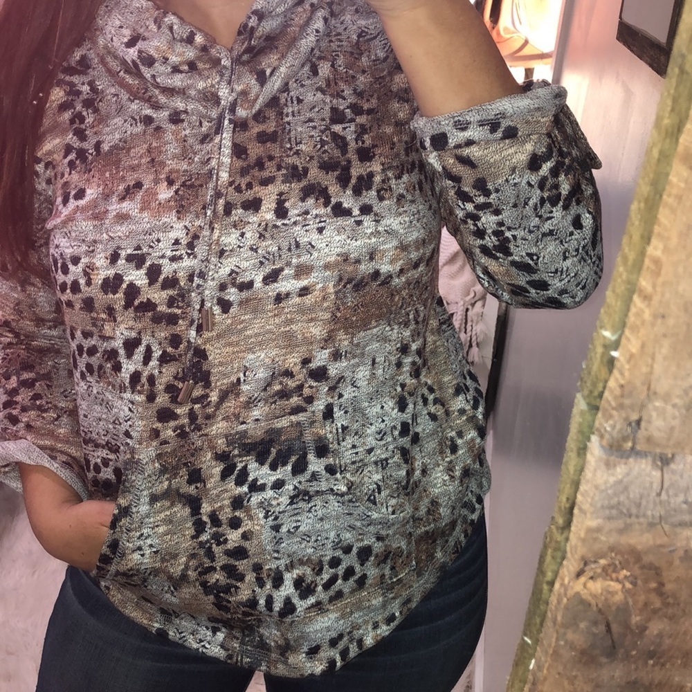 Ruby Road size small leopard print mock turtlenec… - image 4